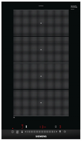 Индукционная  варочная панель Siemens EX375FXB1E, 2 конфорки, серия iQ700, чёрная, 17 ступеней мощности, сенсорное управление