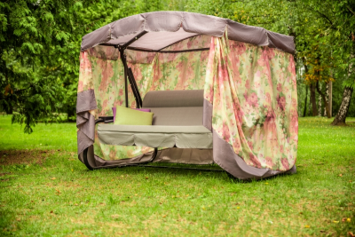 Садовые качели 3-местные с москитной сеткой Olsa Азалия серый